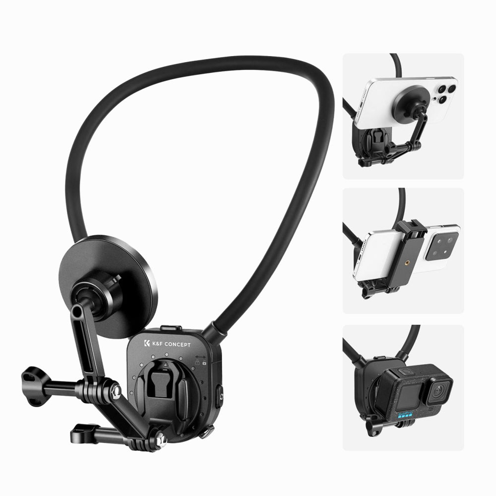 K&F Concept Magnetic Neck Phone Mount for Recording, Hands-Free POV/Vlog Video Filming, Magnetic Phone Chest Mount (SKU.2288)