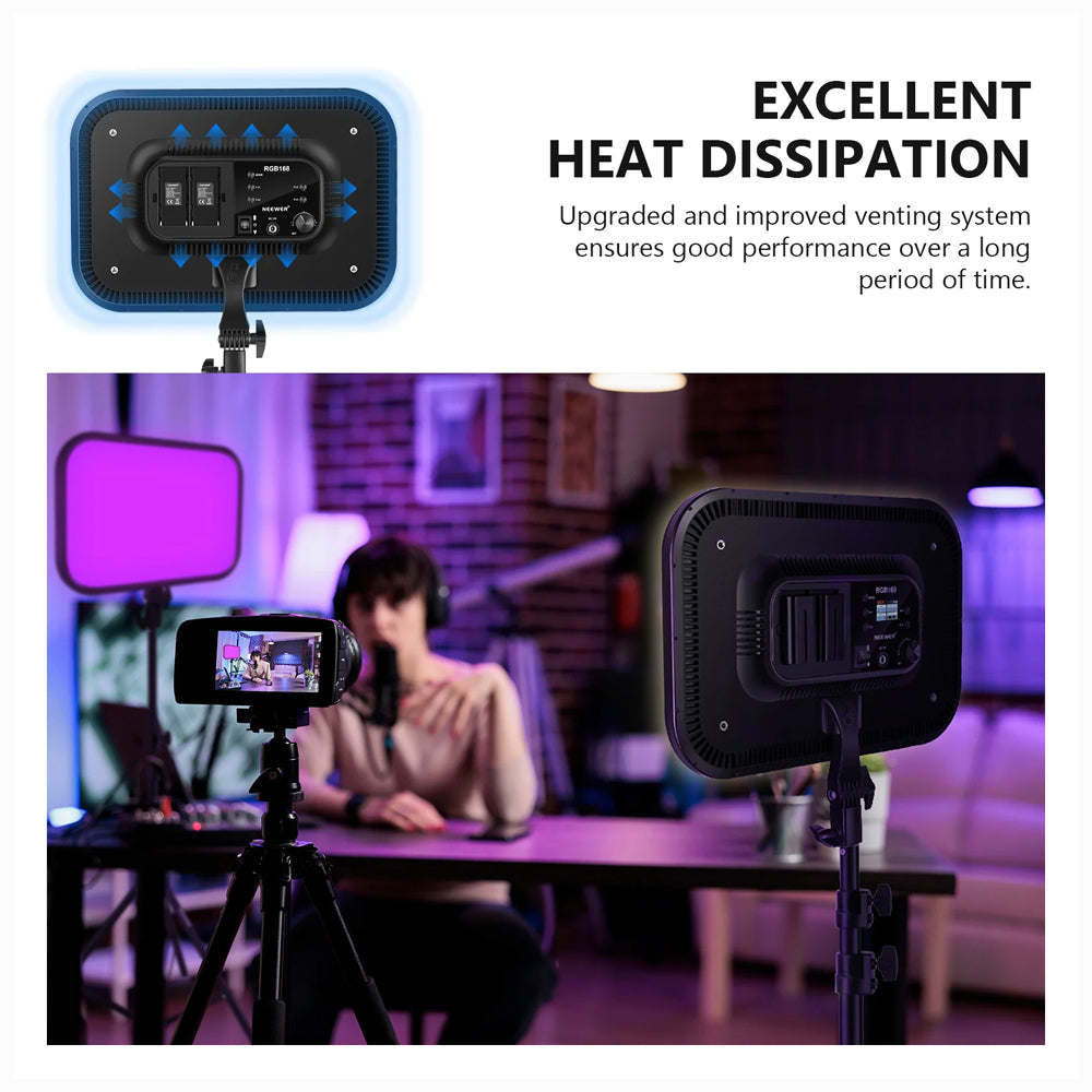 NEEWER 2 Pack RGB168 18.3 Inch LED Panel Video Light