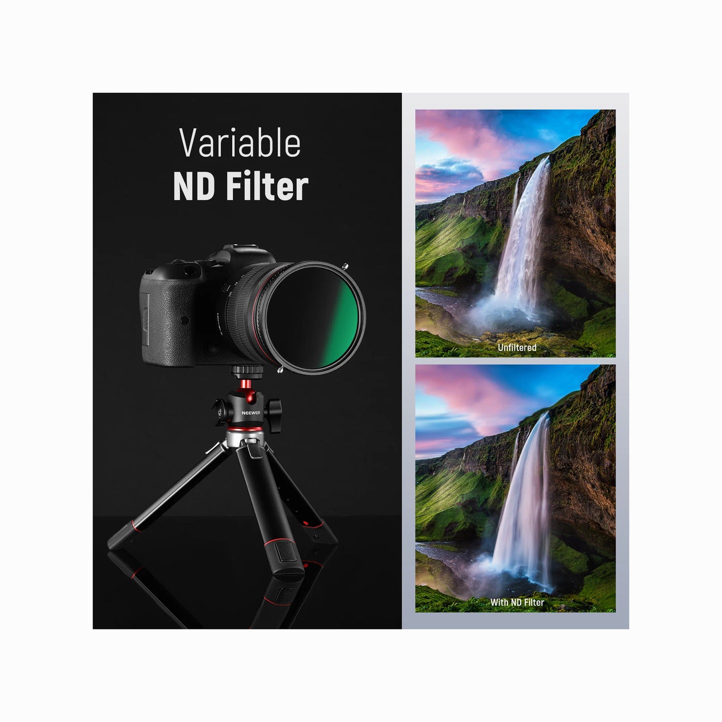 NEEWER 82mm 2-in-1 Variable ND2–ND32 & CPL Lens Filter