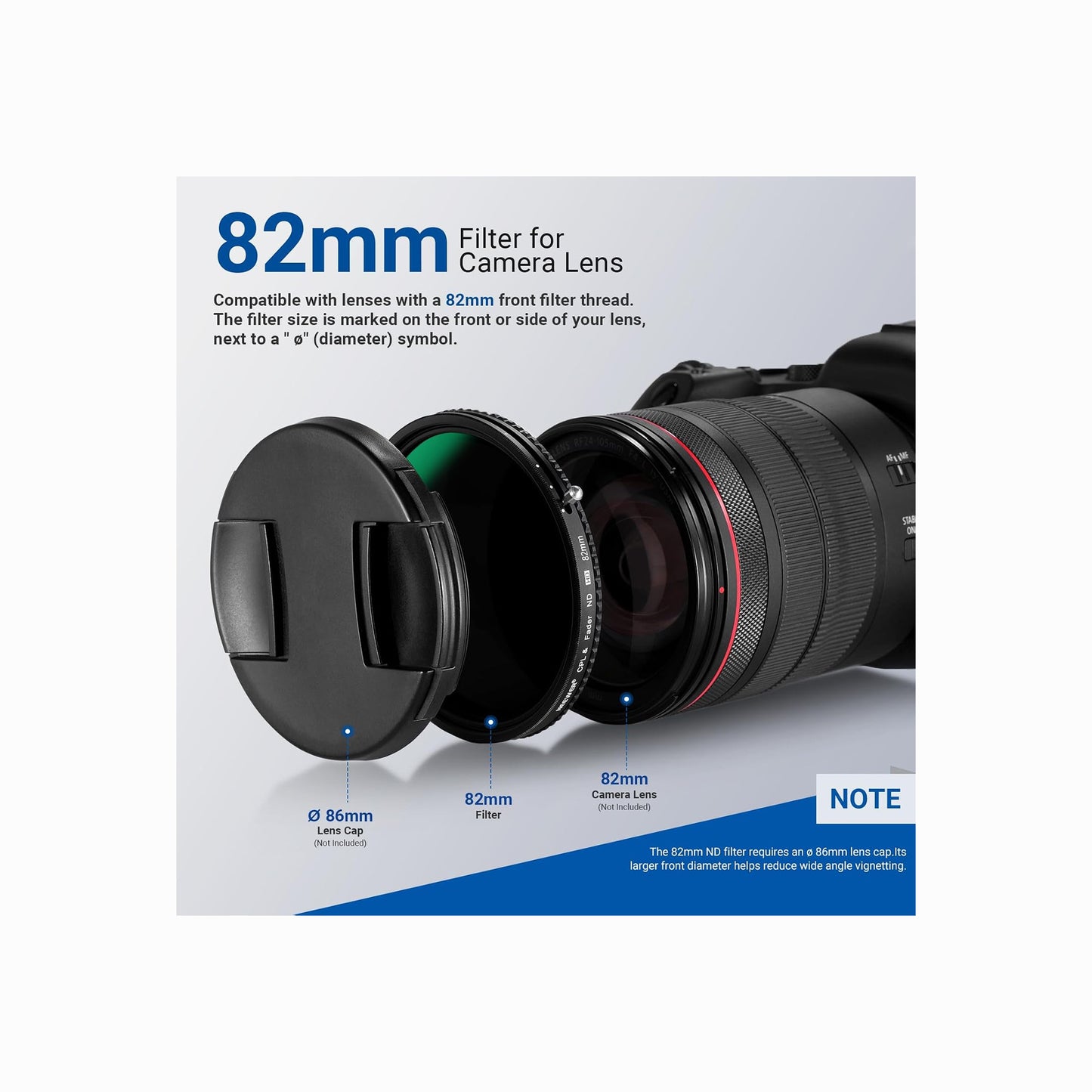 NEEWER 82mm 2-in-1 Variable ND2–ND32 & CPL Lens Filter