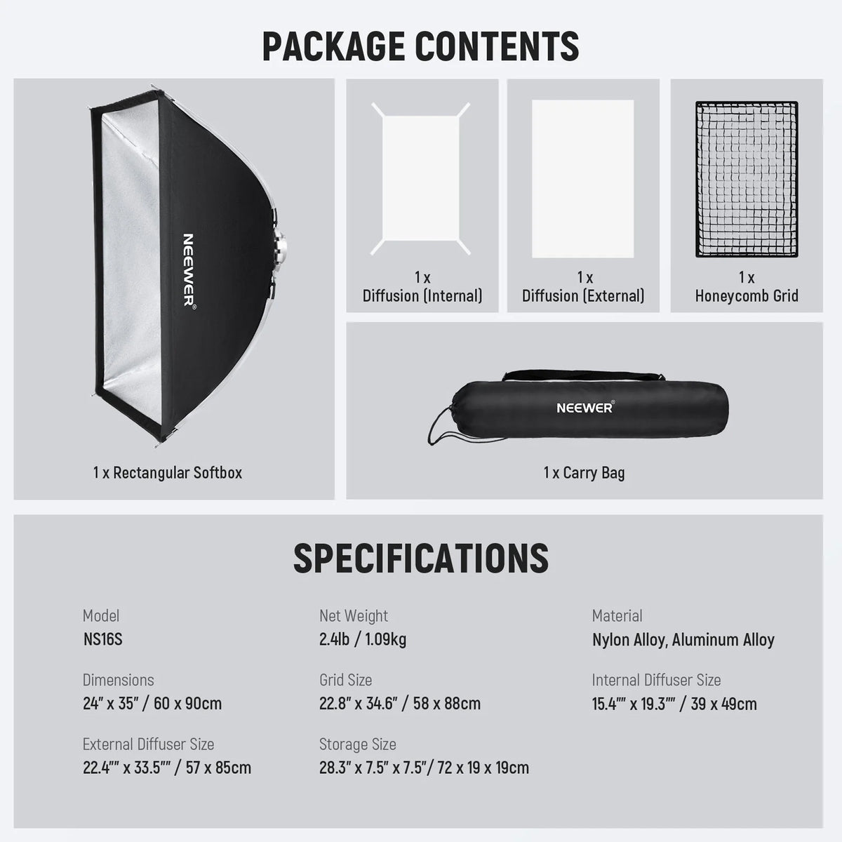 NEEWER 30 x 120 cm Rectangular Softbox (NS17S)