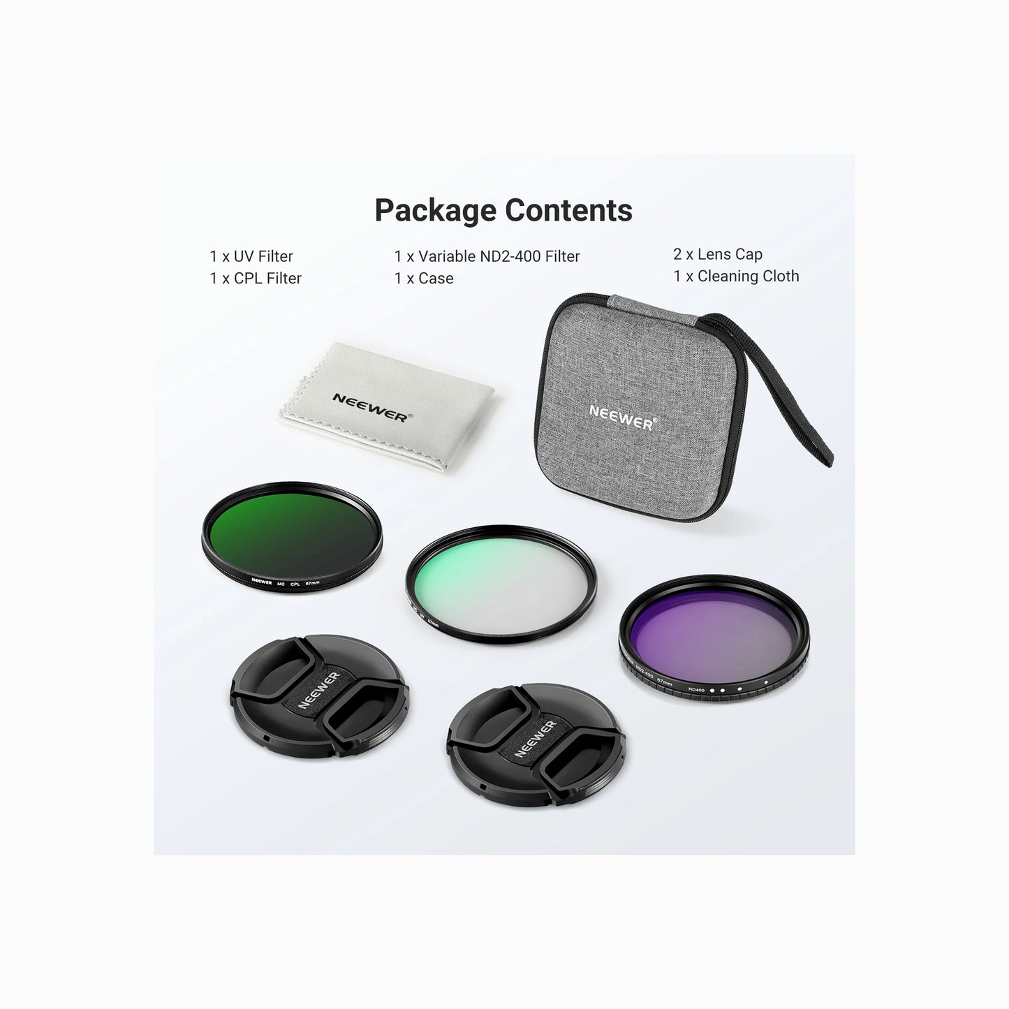 NEEWER 67mm Variable ND + CPL + UV Filter Kit