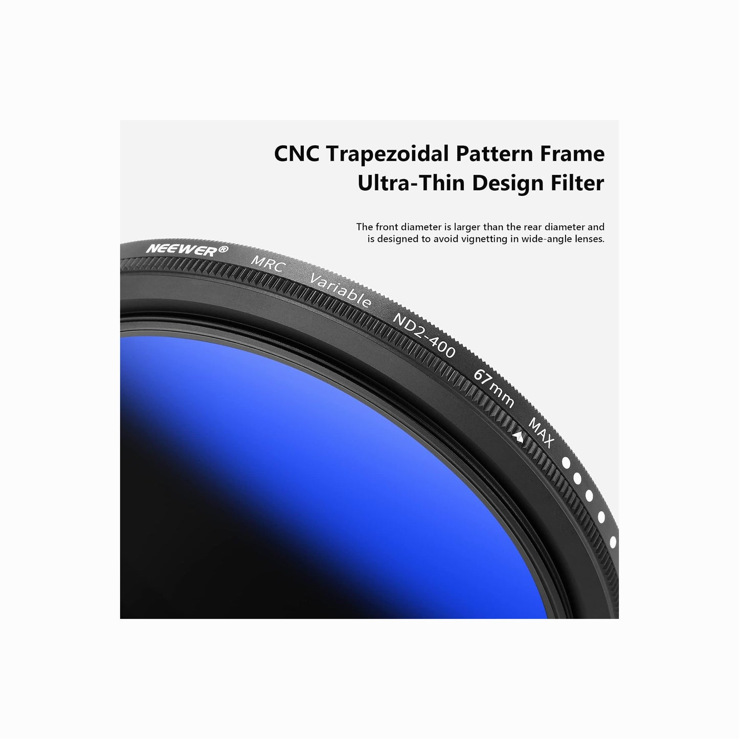 NEEWER 67mm Variable ND2–ND400 Filter (1–9 Stops)