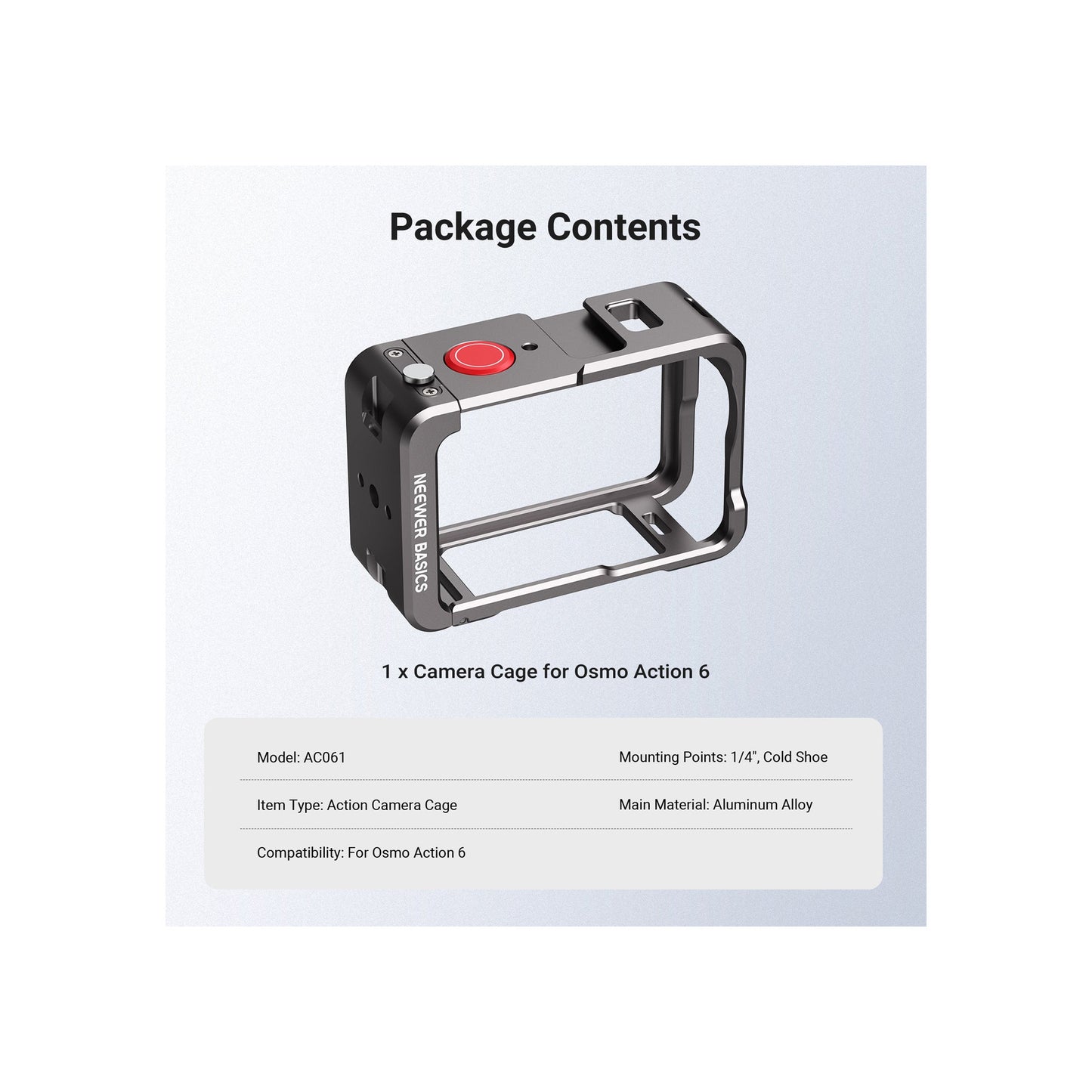 NEEWER BASICS AC061 Camera Cage Compatible with DJI Osmo Action 6