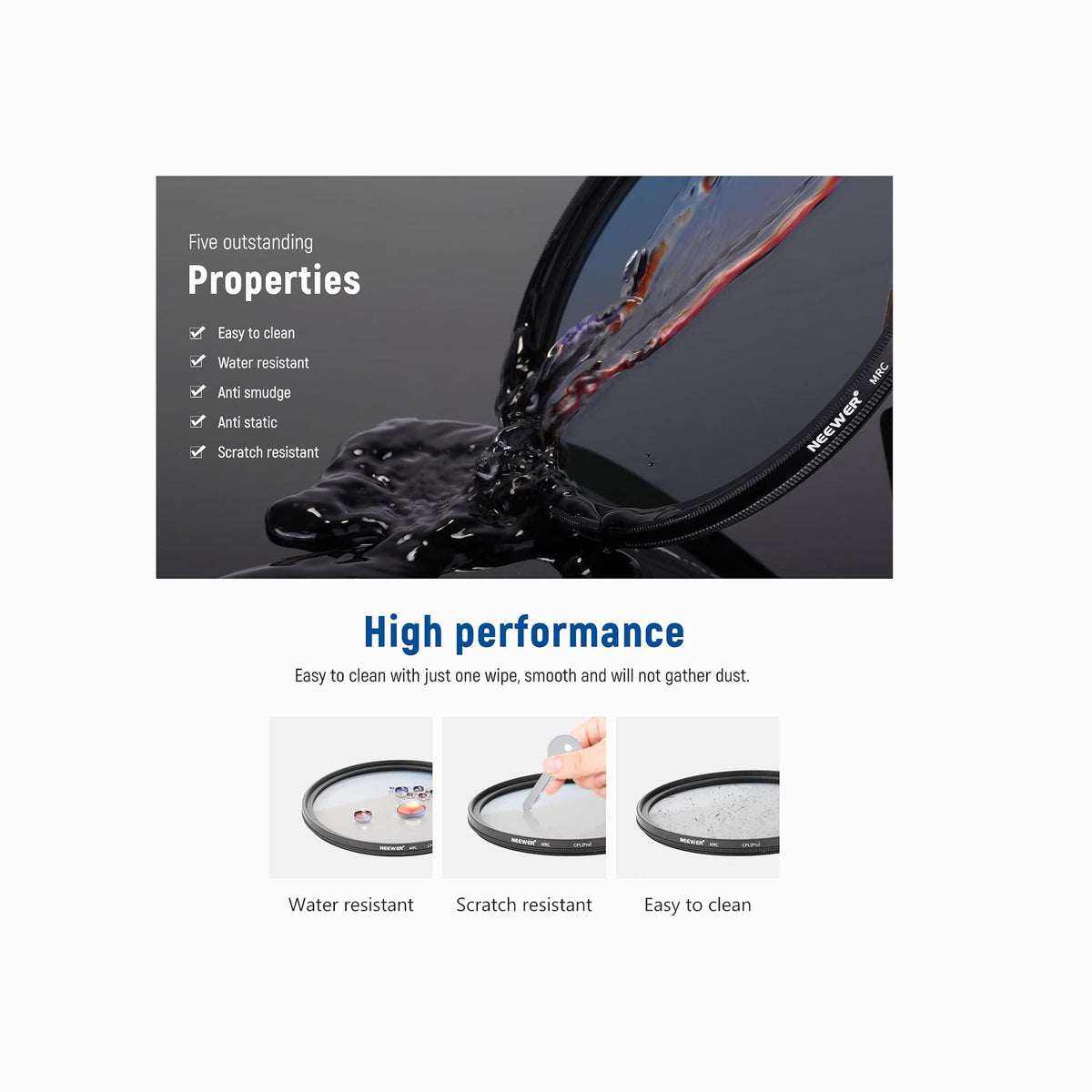 NEEWER 82mm MRC CPL Circular Polarizer Lens Filter