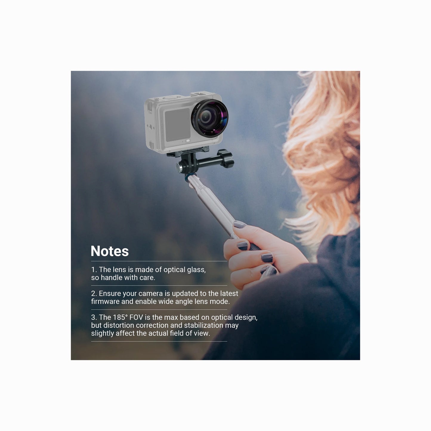 NEEWER Wide Angle Lens for DJI Osmo Action 6-FL-B52 185°