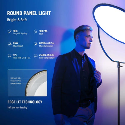 NEEWER GR18C RGB Side-Illuminated Round Panel Light