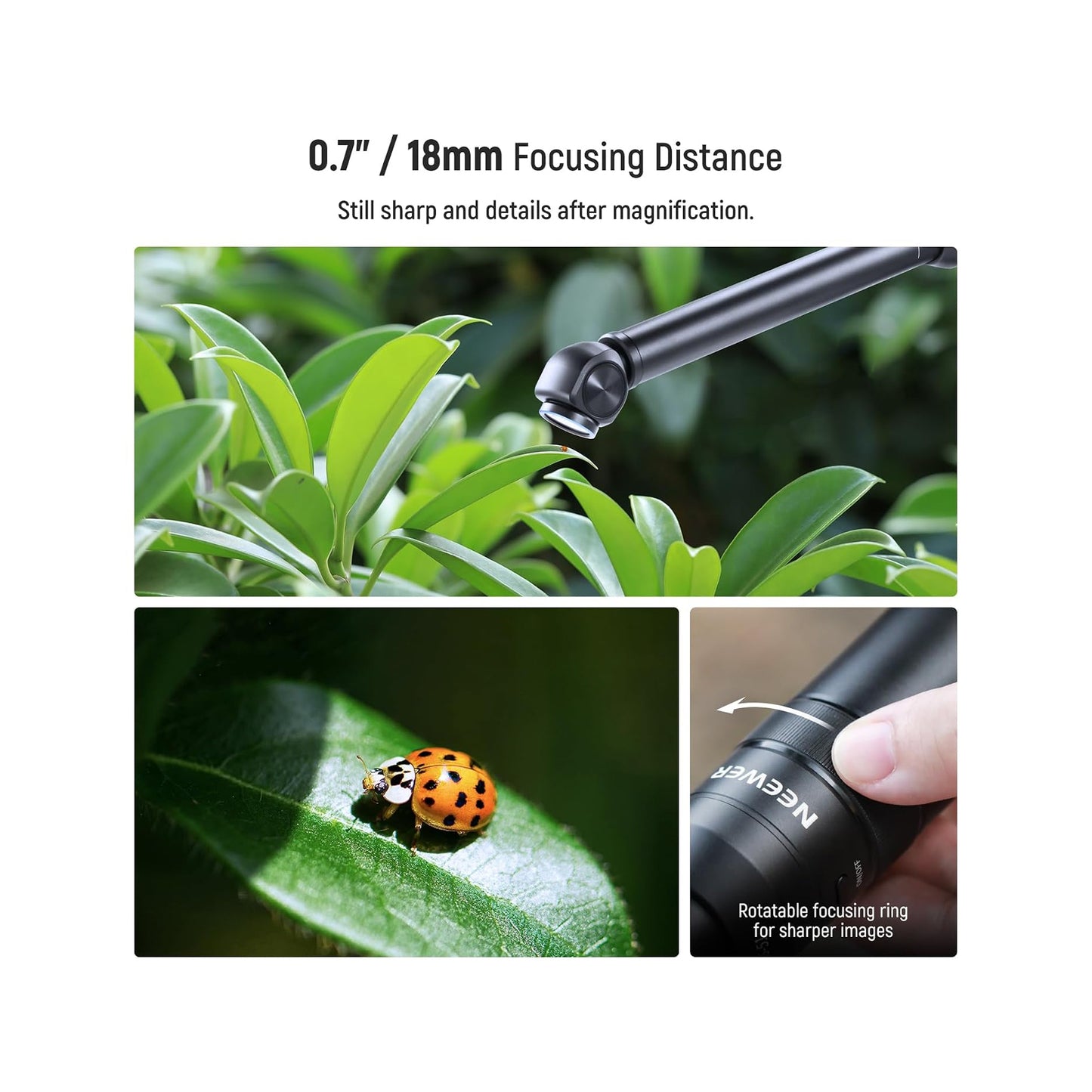 NEEWER LS-51 135° 18mm 2X Macro Probe Lens with 17mm Thread for Smartphone