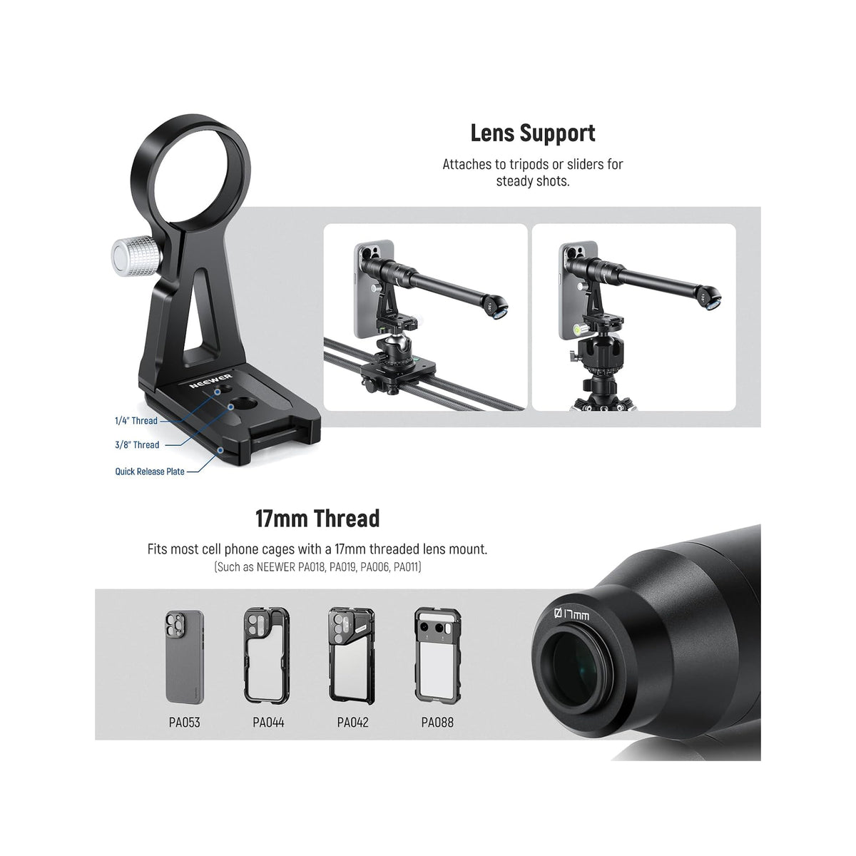 NEEWER LS-51 135° 18mm 2X Macro Probe Lens with 17mm Thread for Smartphone