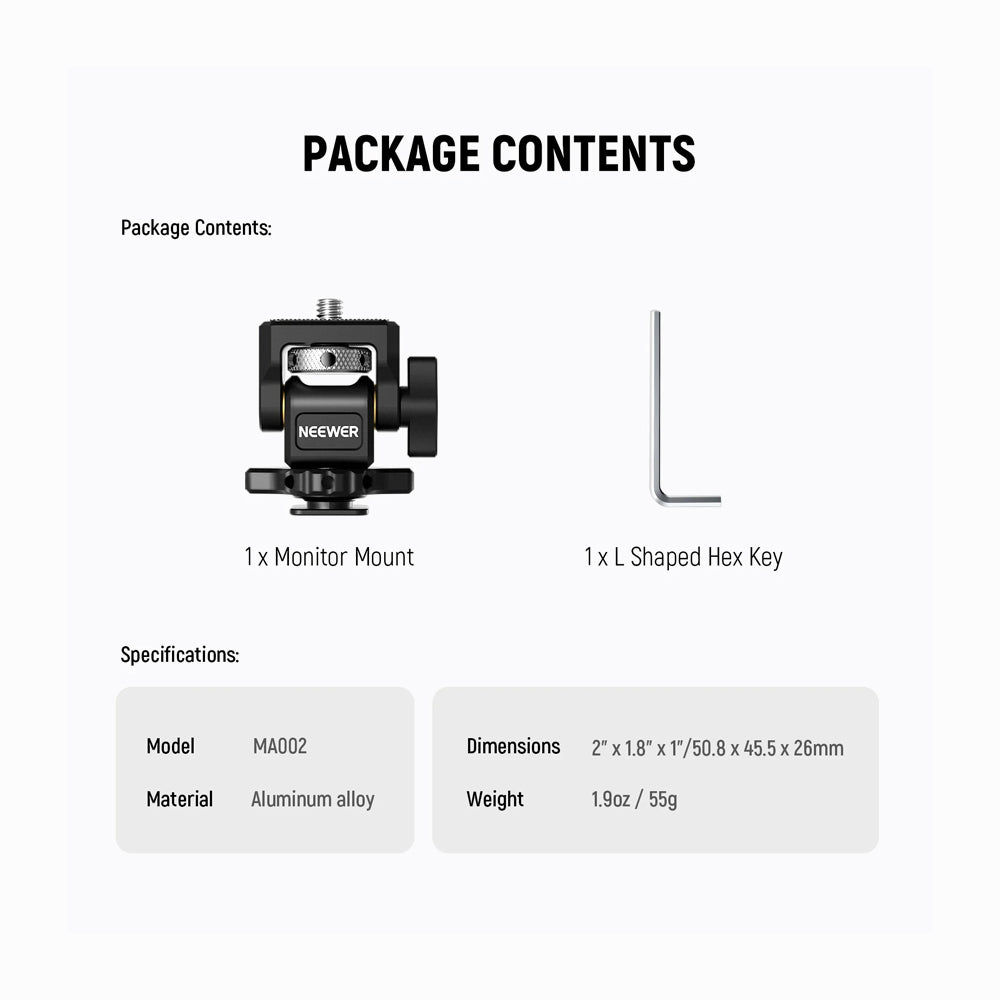 NEEWER MA002 Field Monitor Holder with Cold Shoe Mount