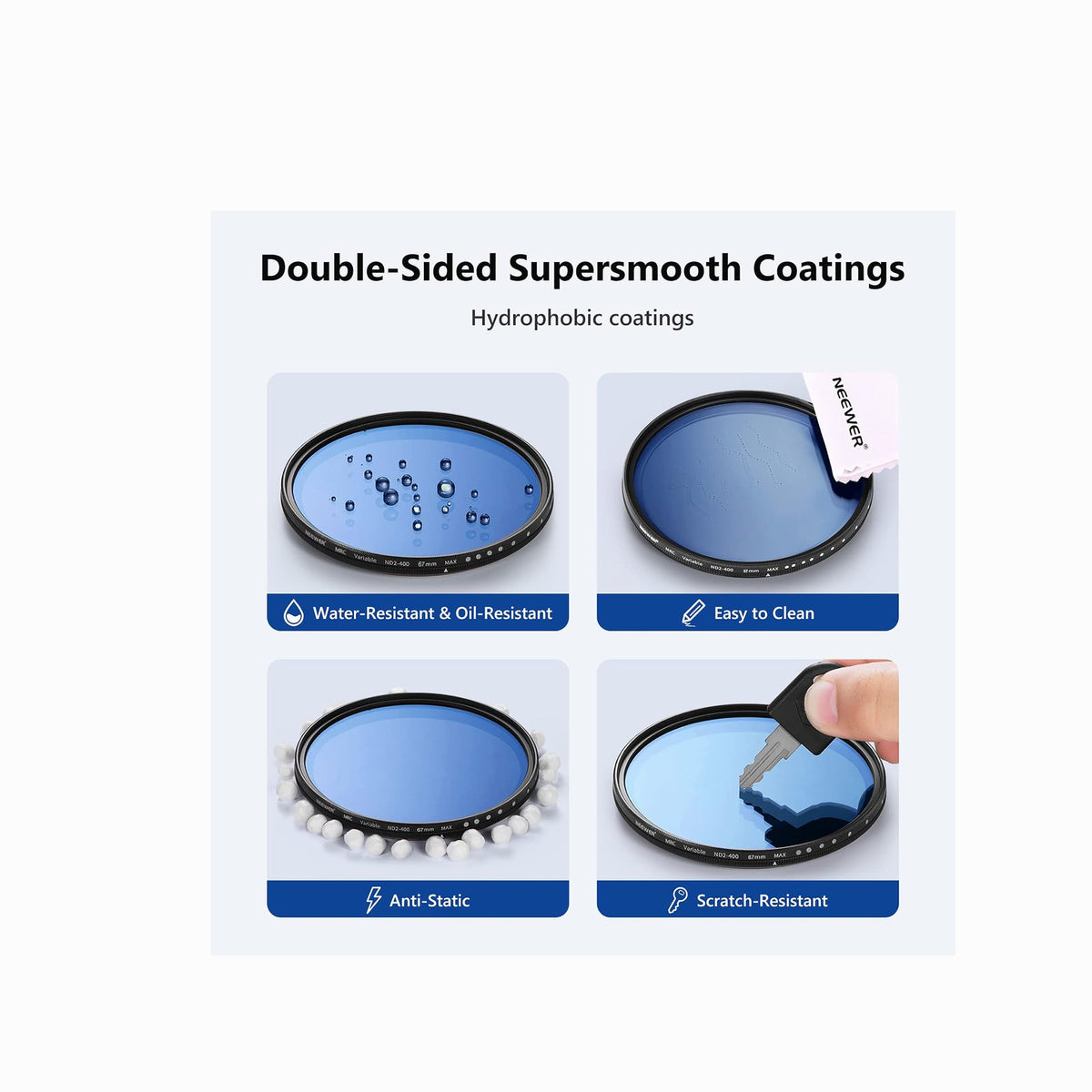 NEEWER 82mm Variable ND2–ND400 Filter (1–9 Stops)