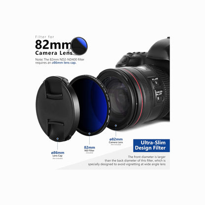 NEEWER 82mm Variable ND2–ND400 Filter (1–9 Stops)