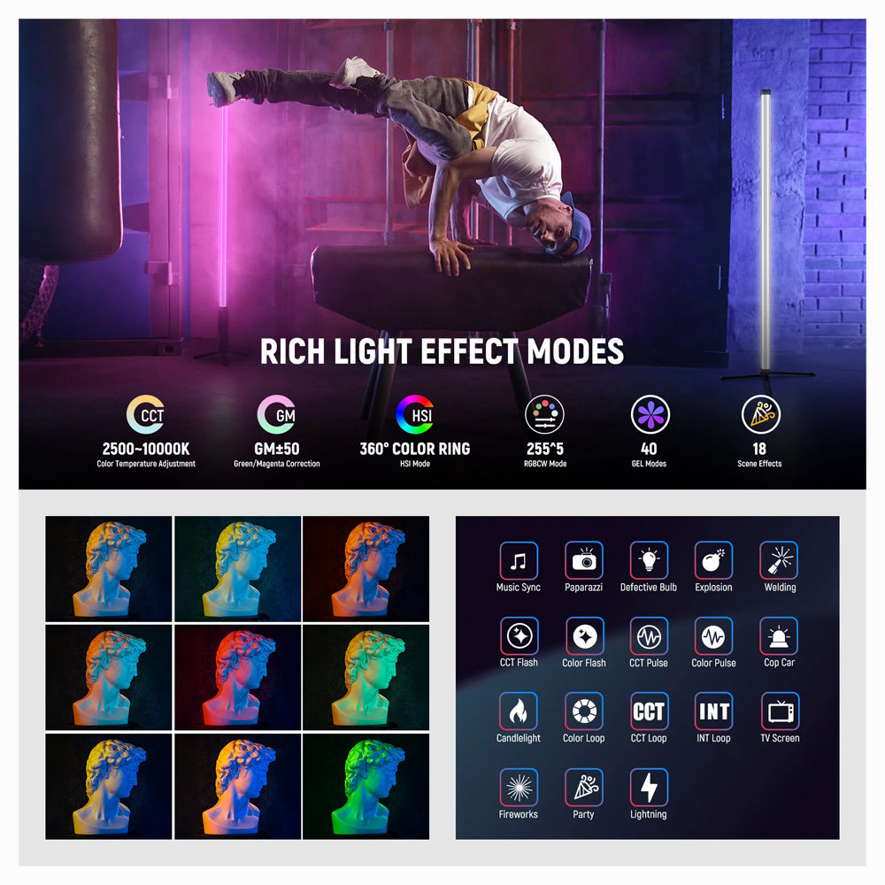 NEEWER TL90C 30W RGB Tube Light with APP/2.4G/DMX Control