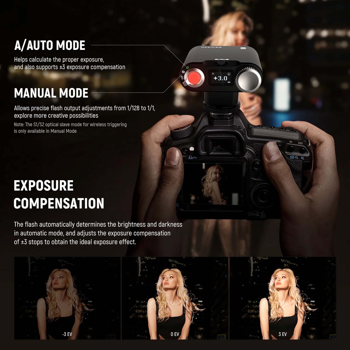 NEEWER Z160 Camera Flash with Auto & Manual Modes & Built in Lithium Battery