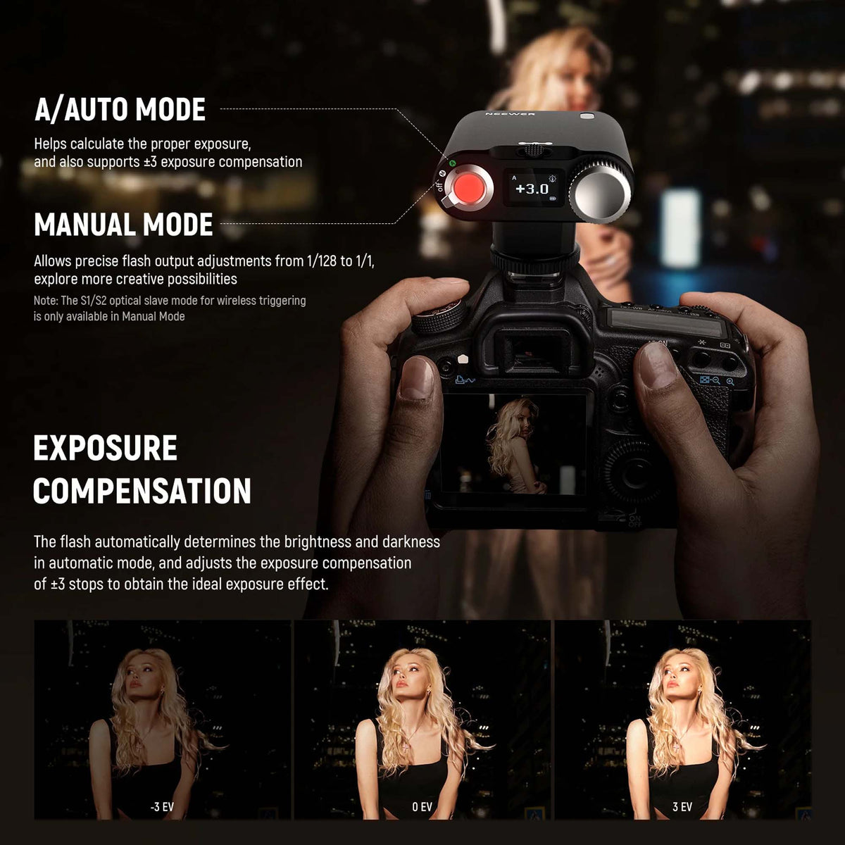 NEEWER Z160 Camera Flash with Auto & Manual Modes & Built in Lithium Battery