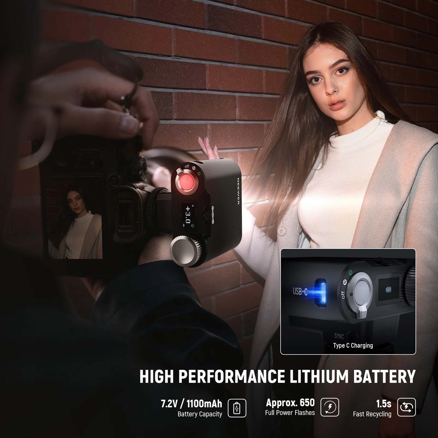 NEEWER Z160 Camera Flash with Auto & Manual Modes & Built in Lithium Battery