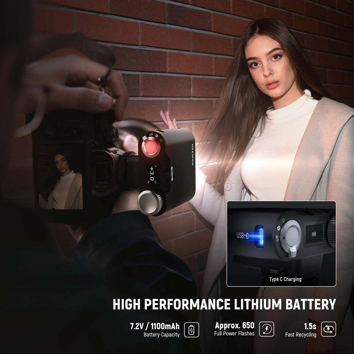 NEEWER Z160 Camera Flash with Auto & Manual Modes & Built in Lithium Battery