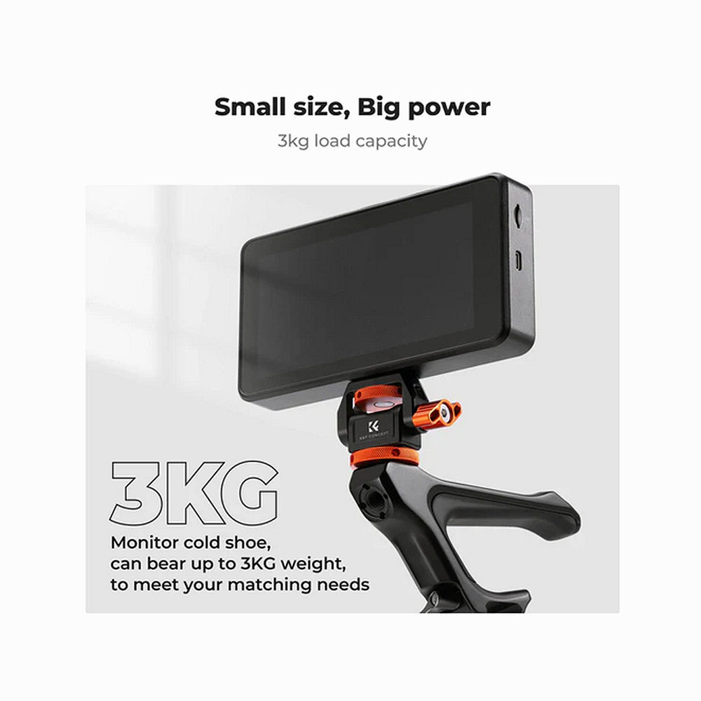 K&F Concept Lightweight Field Monitor Mount Holder with Cold Shoe & 1/4" Screw, 180° / 360° Adjustable Swivel and Tilt Rotation, 3kg Maximum Load Capacity (KF31.133)