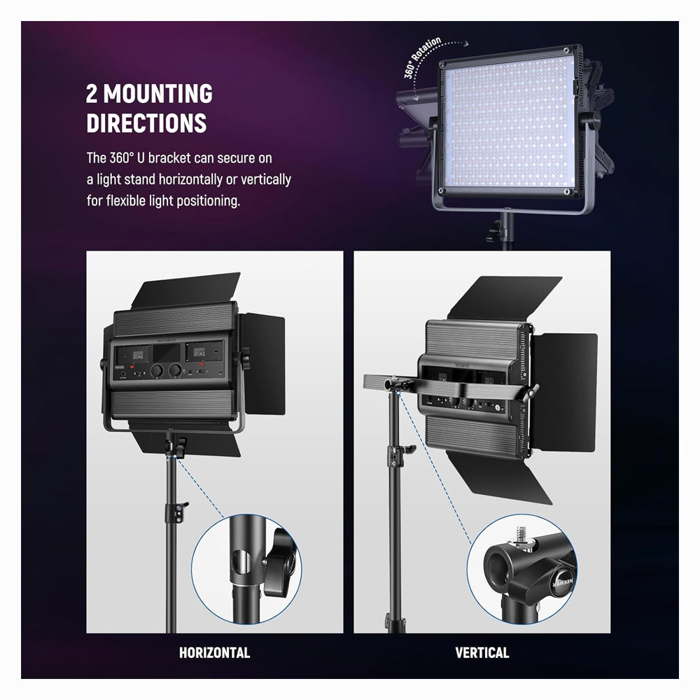 Neewer 2×RGB1200 APP LED LIGHT 60W V4+2×200CM LIGHT STAND+BAG(EU)
