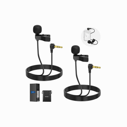 Neewer LM5 3.5mm TRS Mini Clip-On Wired Lavalier Microphone (2-Pack)