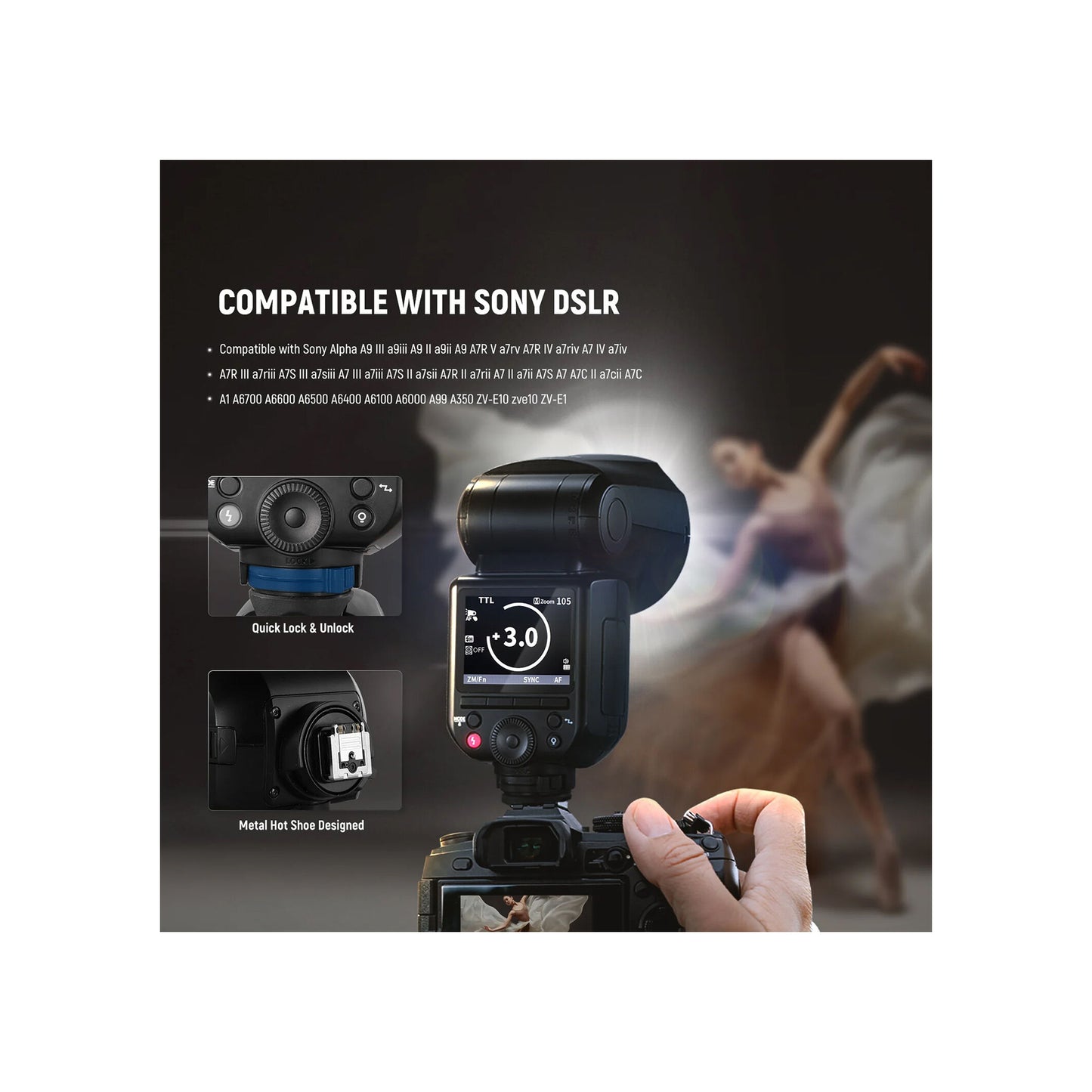 Neewer Z2PRO-S TTL Round Head Flash Speedlite for Sony