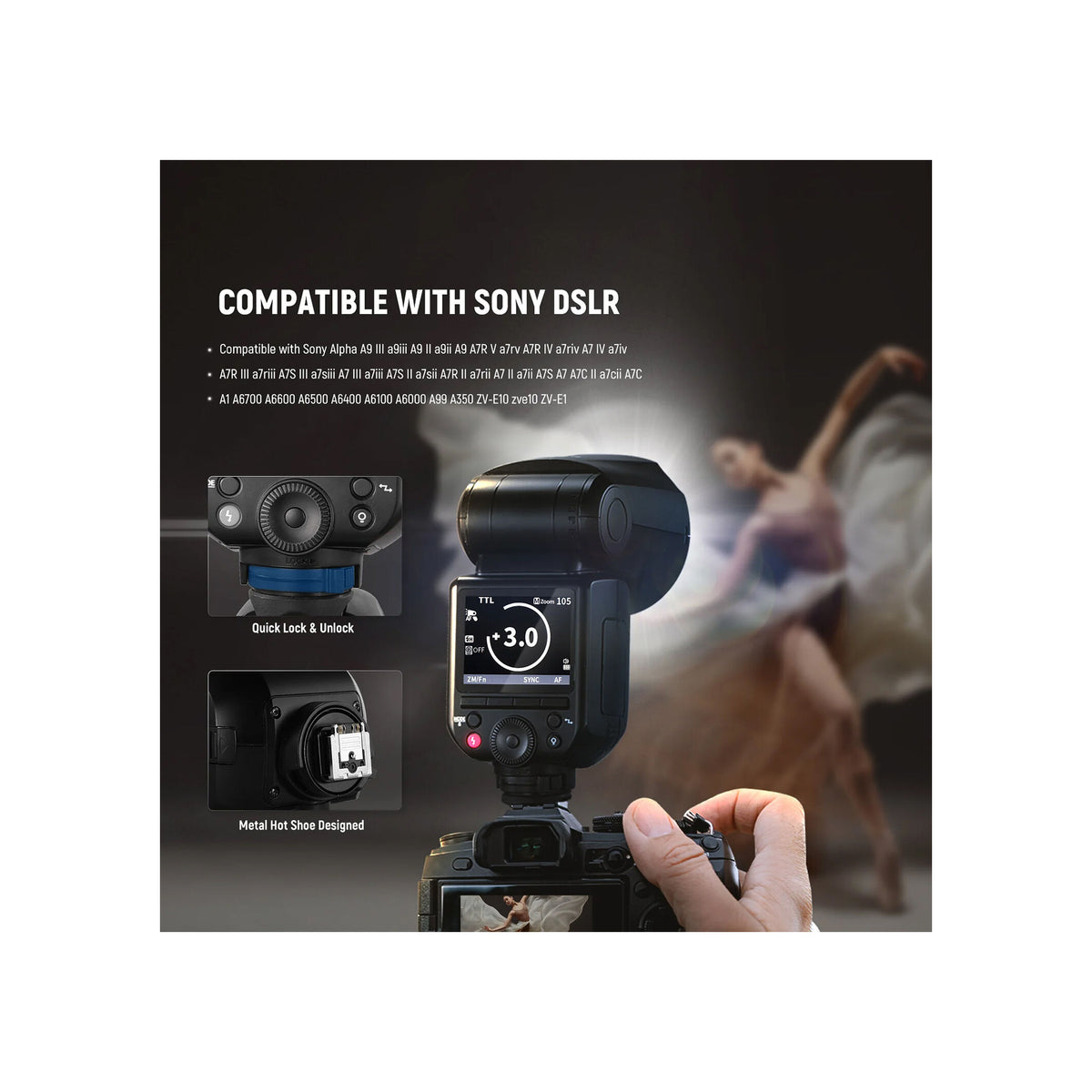 Neewer Z2PRO-S TTL Round Head Flash Speedlite for Sony