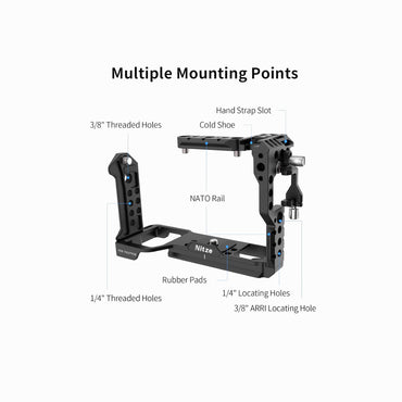 Nitze Cage for Sony FX30 / FX3 with HDMI Cable Clamp and Built-in Acra QR Plate T-S10B