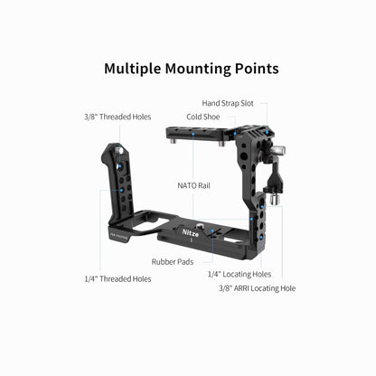 Nitze Cage for Sony FX30 / FX3 with HDMI Cable Clamp and Built-in Acra QR Plate T-S10B