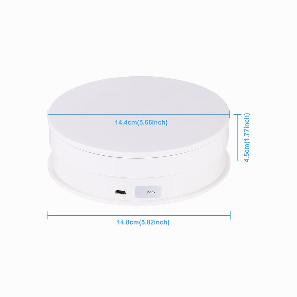 PULUZ 15cm USB Electric Rotating Turntable Display Stand Video Shooting Props Turntable for Photography, Load 1-5kg (White)PU3048W