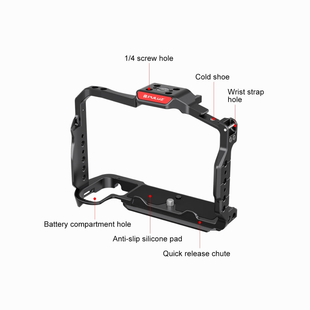 Nikon Z6III / Z6II PULUZ Metal Camera Cage Stabilizer Rig (Black)-PU3129B