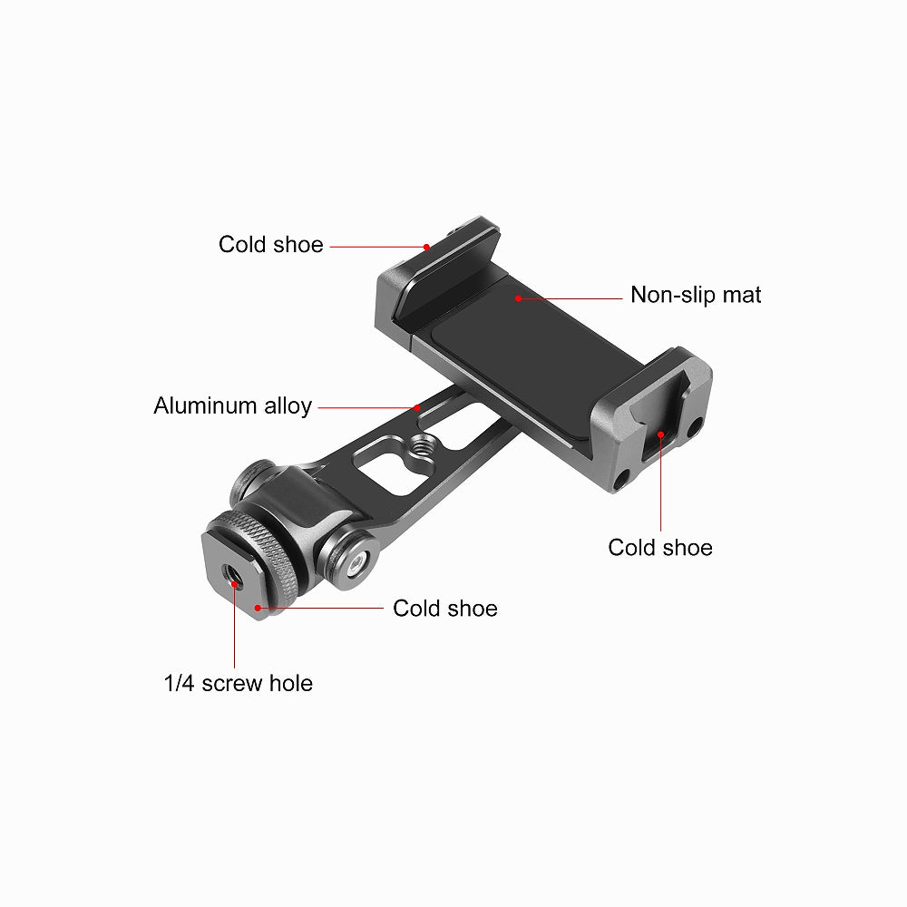 PULUZ Z-axis 360 Rotation Cold Shoes Aluminum Alloy Phone Clamp Holder Bracket (Black)-PU3207B