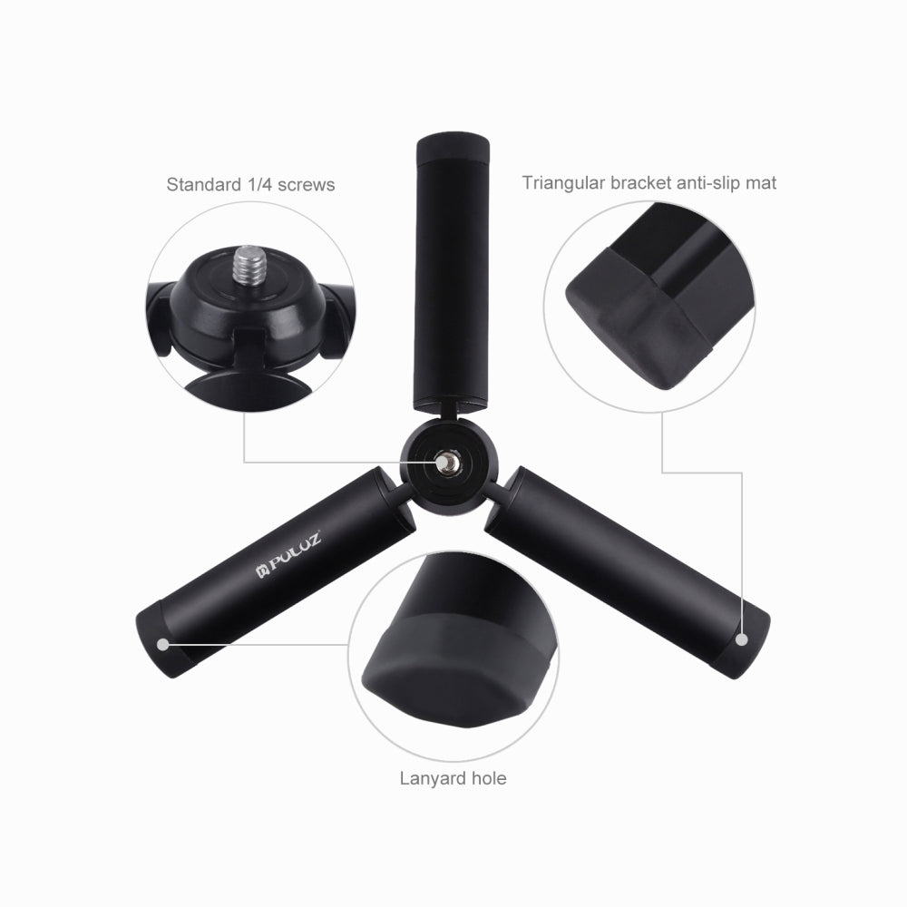 PULUZ Mini Pocket Metal Desktop Tripod Mount with 1/4-inch Screw for DSLR & Digital Cameras, Load: 10kg-PU385