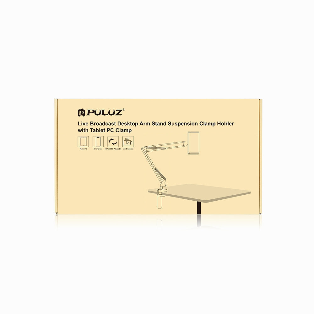 PULUZ Live Broadcast Desktop Arm Stand Suspension Clamp Holder with Tablet PC Clamp (Black)PU535B