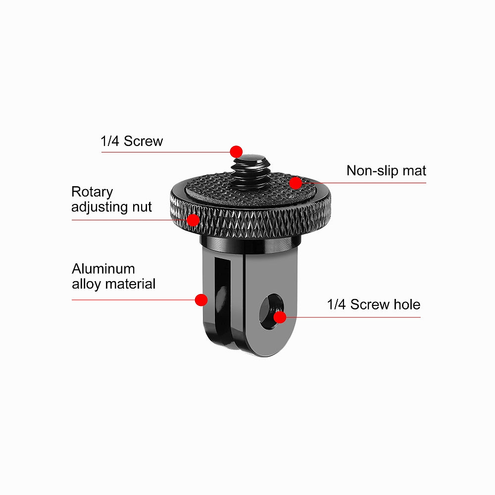 PULUZ 1/4 inch Screw Metal Tripod Mount Action Camera Adapter (Black)-PU705B