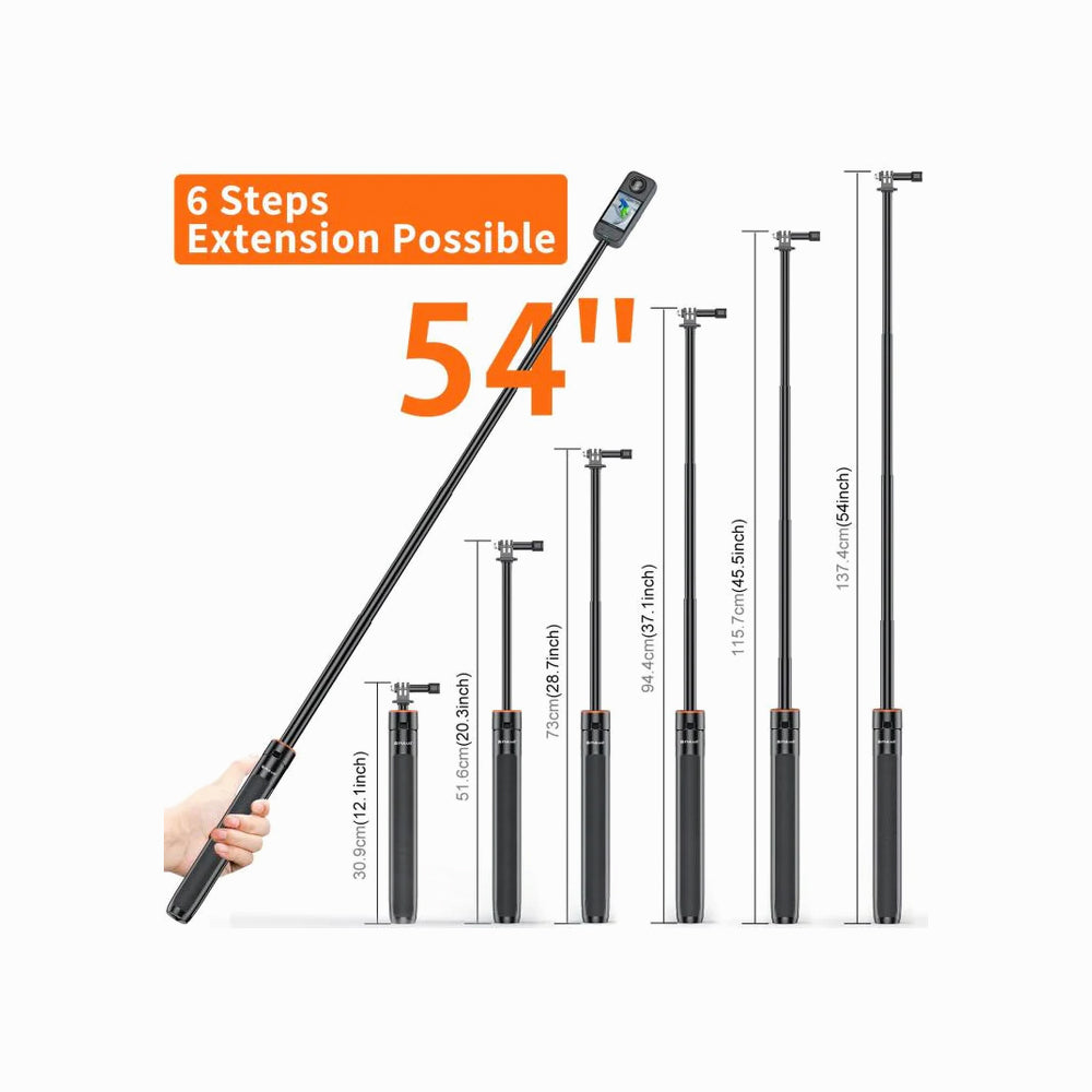 PULUZ 1.4m Action Camera Selfie Stick Tripod Vlog Live Streaming Holder (Black)-PU731B