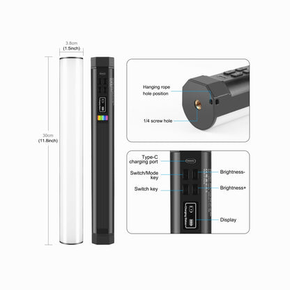 PULUZ 30cm Photo Handheld Full Color RGB Stick Light Magnetic LED Fill Light-PU4139