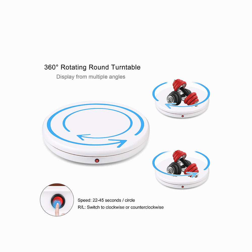 PULUZ 45cm Remote Control Adjusting Speed Rotating Turntable Display Stand, White, Load 100kg (UK Plug)-PU3146UK