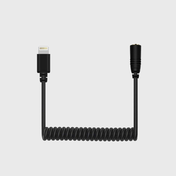 PULUZ 3.5mm TRRS Female to 8 Pin Male Live Microphone Audio Adapter Spring Coiled Cable for iPhone, Cable Stretching to 100cm(Black)