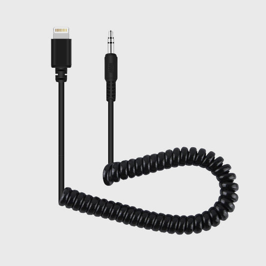 PULUZ 3.5mm TRRS Male to 8 Pin Male Live Microphone Audio Adapter Spring Coiled Cable for iPhone, Cable Stretching to 100cm PU514B(Black)