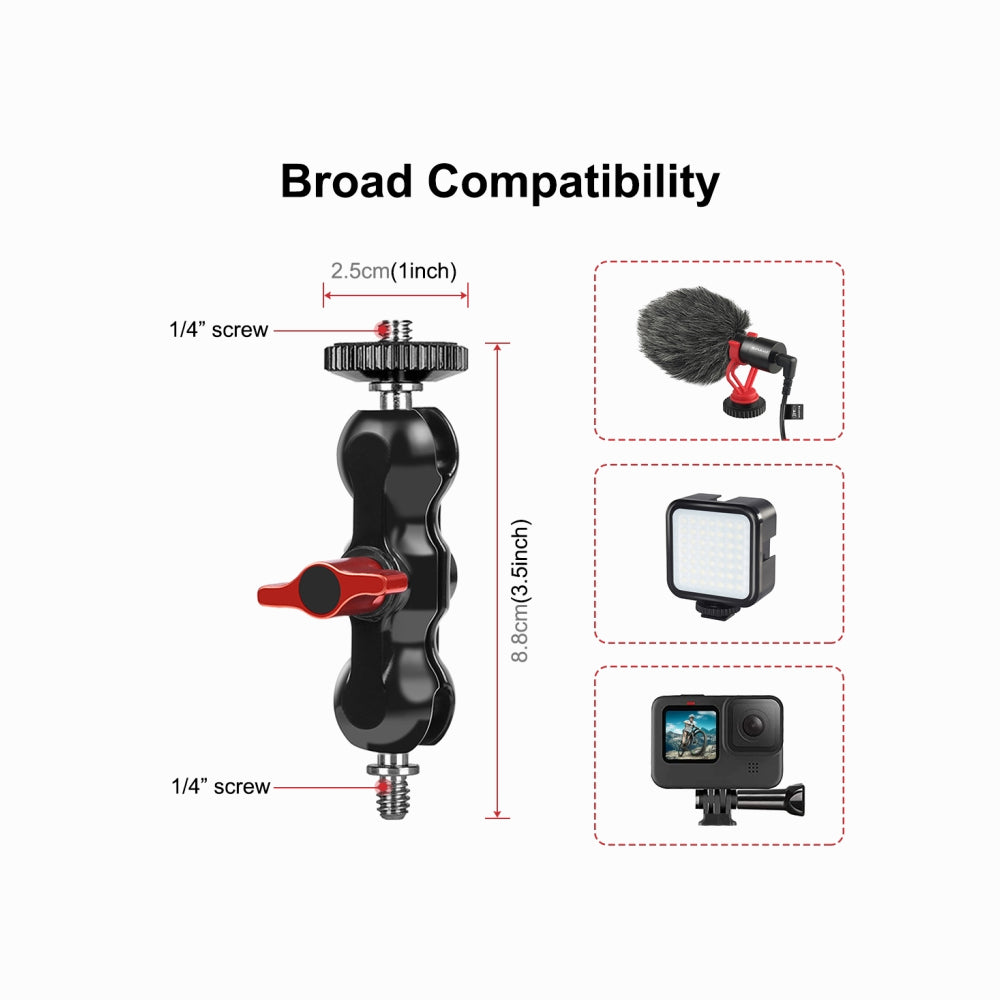 PULUZ Multi-function Magic Arm Ball Mount Clamp Crab Pliers Clip (Red)-PU3079R