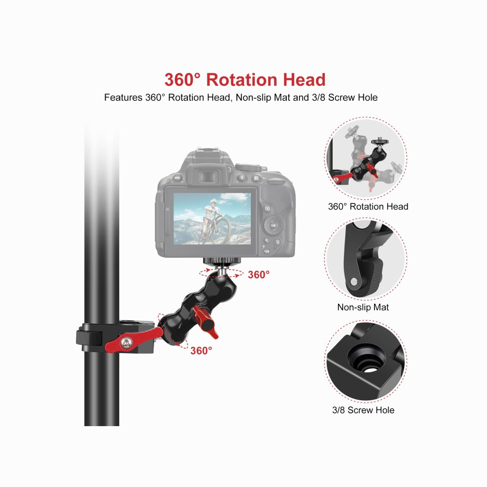 PULUZ Multi-function Magic Arm Ball Mount Clamp Crab Pliers Clip (Red)-PU3079R