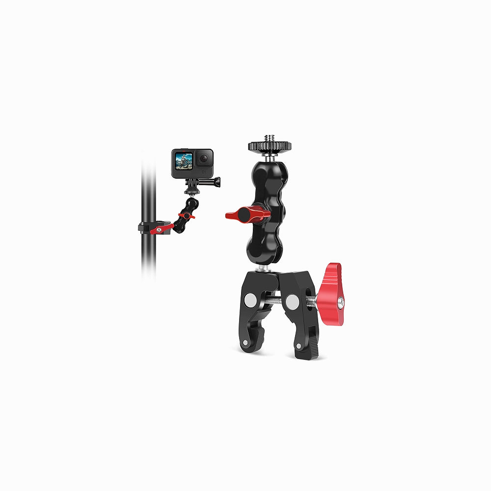 PULUZ Multi-function Magic Arm Ball Mount Clamp Crab Pliers Clip (Red)-PU3079R