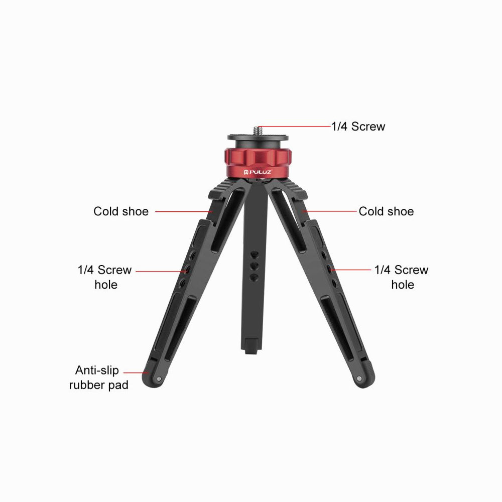 PULUZ Desktop Vlogging Live Tripod Holder with Cold Shoe Bases for DSLR & Digital Cameras, Adjustable Height: 7.5-14.5cm-PU3070GT