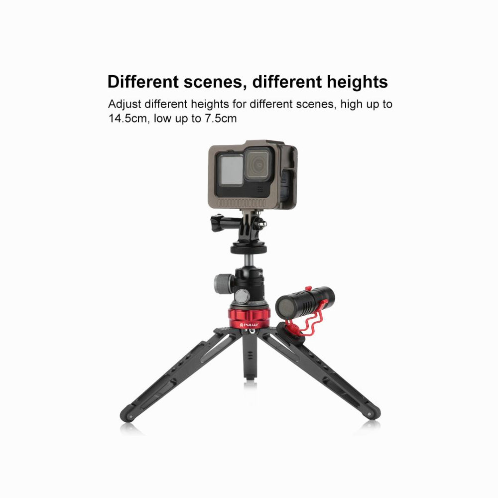 PULUZ Desktop Vlogging Live Tripod Holder with Cold Shoe Bases for DSLR & Digital Cameras, Adjustable Height: 7.5-14.5cm-PU3070GT