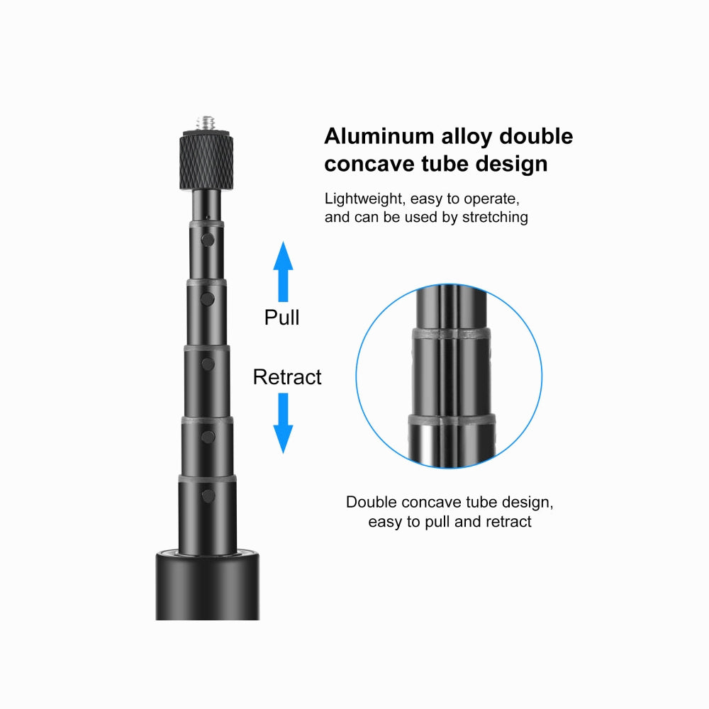PULUZ 1.22m Retractable Invisible Selfie Stick with Tripod for Insta360 X5/X4 / X4 Air / X3 (Black)-PU497B