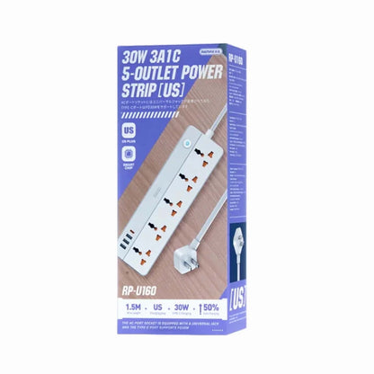 REMAX Kiddy Series 30W 3A1C 5-outlet Power Strip RP-U160