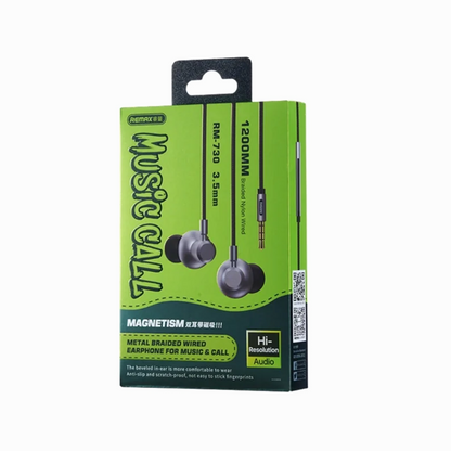 REMAX Metal Braided Wired Earphone for Music & Call RM-730 Tarnish