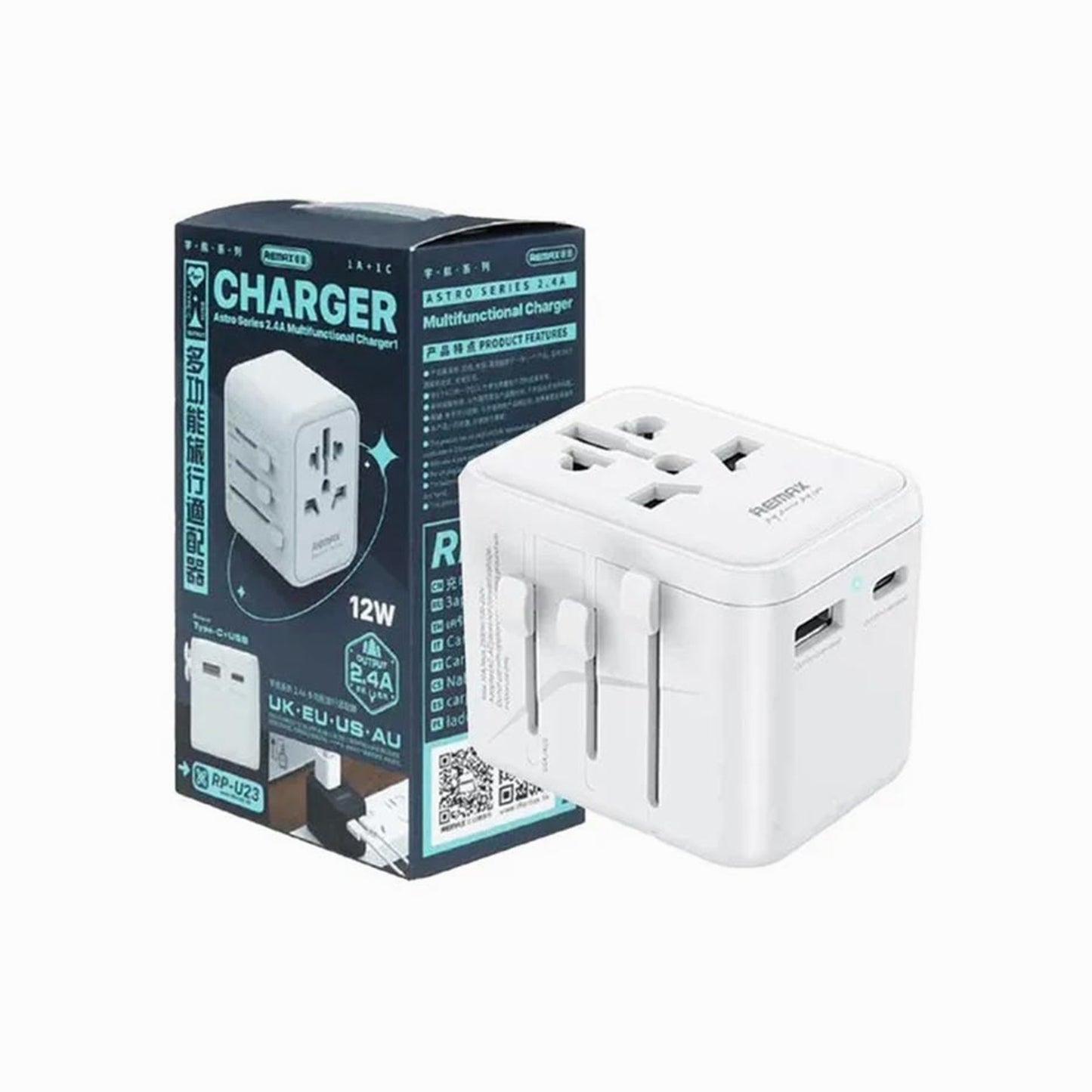 REMAX RP-U23 ASTRO SERIES 2.4A Universal Travel Charger Adaptor 12W