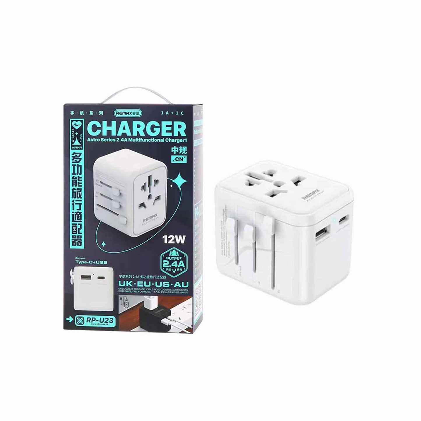 REMAX RP-U23 ASTRO SERIES 2.4A Universal Travel Charger Adaptor 12W