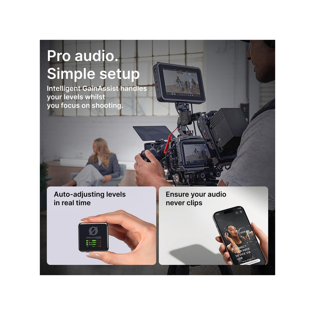 RODE Wireless PRO 2-Person Clip-On Wireless Microphone System/Recorder with Lavaliers (2.4 GHz)